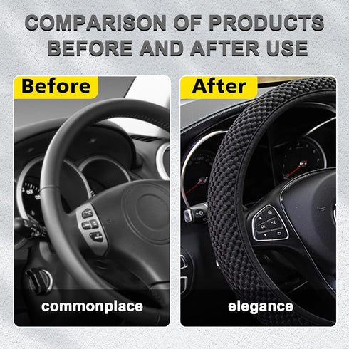 Car Elastic Stretch Steering Wheel Cover, Soft Microfiber Breathable Ice Silk, Universal 15 Inch Anti-Slip Auto Steering Wheel Protector, Fit Car,...