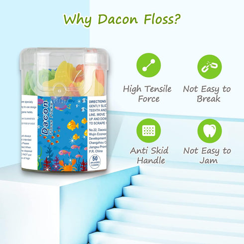 Kids Flossers, Kids Dental Floss Picks without Fluoride, Unflavored, 4 Colors Ocean Animals Shaped Makes Flossing Fun, 50 Count (Pack of 4)...