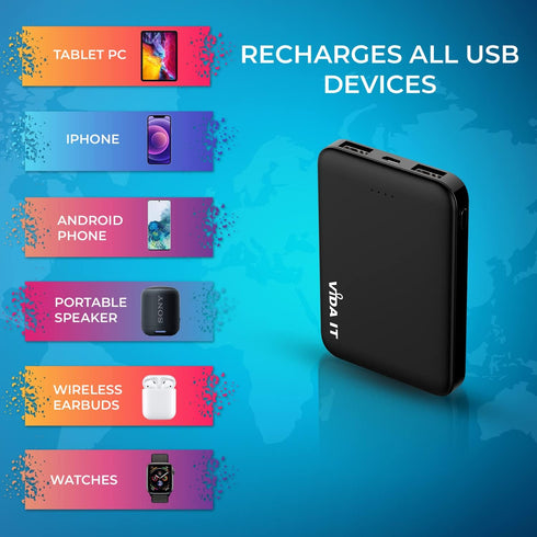 Vida IT 5000mAh Mini Power Bank Small Portable Charger for Heated Vest Jacket Battery Pack for iPhone Samsung Cell Phone with Dual USB Output, Lig...