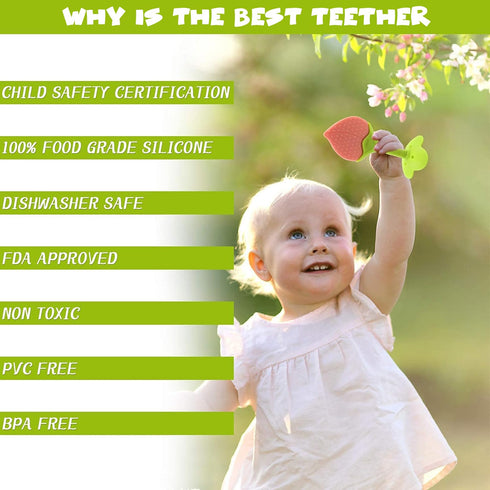 5 PCS Baby Teething Toys, Bagvhandbagro Soft Fruit Teething Toys for Babies 0-6 Months 6-12 Months, Silicone Baby Teethers Stick Freezer Safe for ...