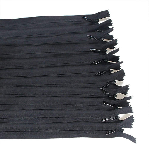 9 Inch Invisible Zippers Black 30 PCS Bulk Nylon Coil Hidden Zippers for Sewing Pillow Cushion Dress Crafts Purse Bag Coat DIY 23cm Closed Ended H...