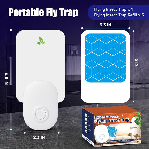 2024 Upgraded 3 in 1 Flying Insect Trap with 3 Light Modes, Fruit fly Traps for Indoors with 5 Glue Boards, Gnat Traps for House Indoor Potted Pla...