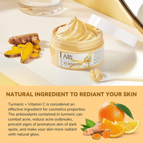 ANAI RUI Vitamin C Face Mask with Turmeric and Kaolin Clay for Dark Spots, Dull Skin, Skincare Facial Mask for Refining Pores and Controlling Oil,...