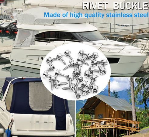 30Pcs Stainless Steel Screws Marine Grade Boat Canvas Snaps 3/8"Socket with Stainless Steel 3/8"Screw for Boat Canvas Tarpaulins Awnings Furniture...