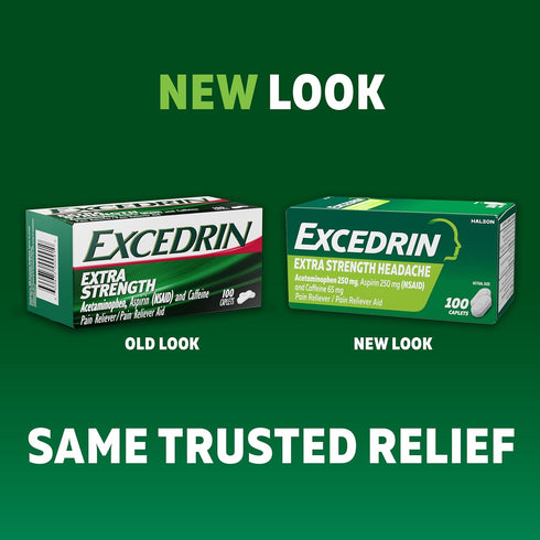 Excedrin Extra Strength Pain Relief Caplets for Headache Relief, Acetaminophen 250mg, Aspirin 250mg, Caffeine 65mg, Pain Reliever, 200 Count...