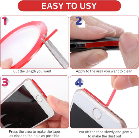 2 Pack Phone Speaker Cleaning Kit, Phone Cleaner Tape Kit for Phone Speaker Receiver, Adhesive Cleaning Stickers Dust Remover for Mobile Phone Hol...