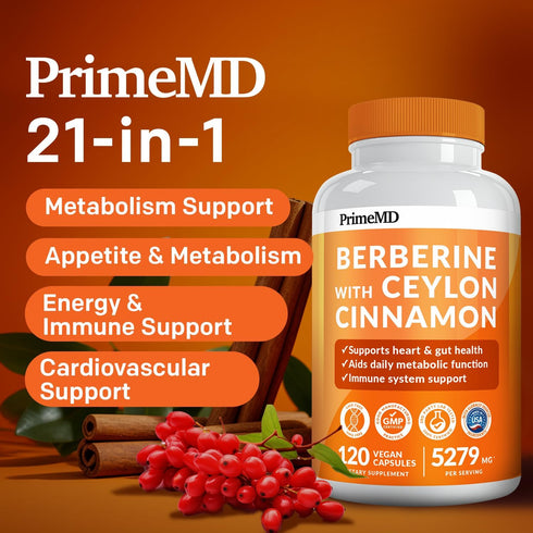 21-in-1 Berberine Supplement with Ceylon Cinnamon - Berberine 1500 mg with Chromium, Bitter Melon and Green Tea Extract - Berberine 5X for Weight ...