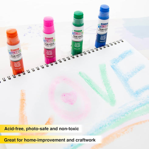BAZIC Washable Colored Glue Stick 8g/0.28 Oz, All Purpose Acid Glue Sticks for Kids Photos Paper Kids at School Home Office (4/Pack), 2-Pack...