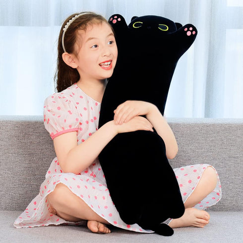 Black Cat Plush Toy Soft Long Cat Pillow Plushies Doll Stuffed Animal Plush Body Pillow Black Sesame Meowchi Sofa Throw Pillow Decoration Gift for...