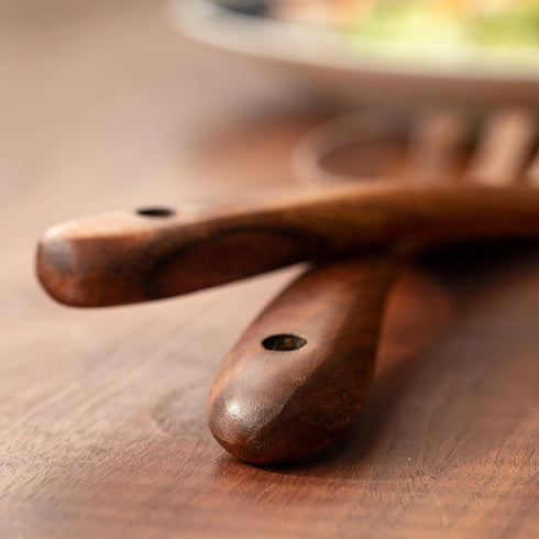 Muso Wood Acacia Salad Servers, 12-inch Wooden Salad Tongs for Serving Salad Mixes, Set of 2 (Acacia salad servers)...