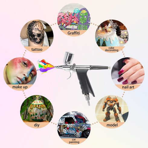 Uouteo Airbrush Trigger Gun Air Brush Gun with 0.3 mm Needles 7CC &10 CC Cup for Painting...