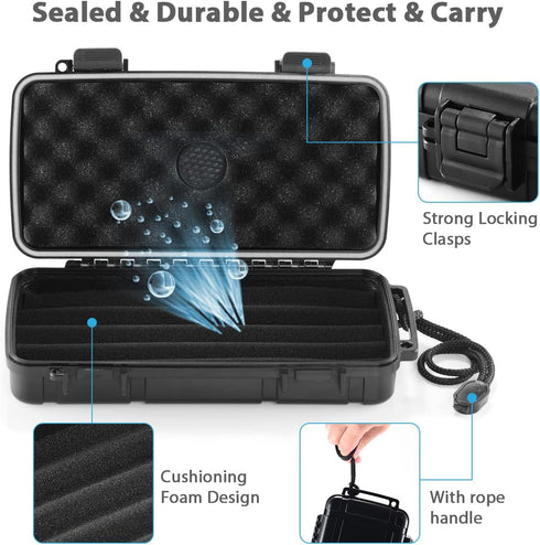 Travel Cigar Humidor Case with Humidifier Disc - Waterproof, Airtight, Durable and Crushproof - Holds up to 10 Cigars, Portable Cigar Box Gift for...