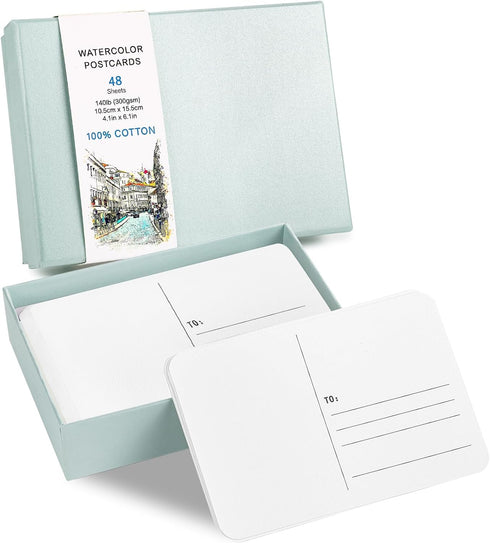 48 Sheets 4x6 Watercolor Postcards, 140lb/300gsm Blank Postcards Watercolor Paper Cards Art Supplies for Painting, DIY, Mailing, Invitations, Gree...