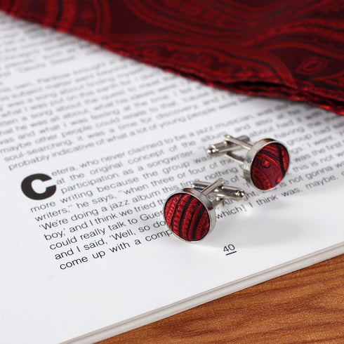 Pure Silk Handkerchiefs For Wedding Flower Hanky Cufflink Set Red EEF1B01C Dark Red...