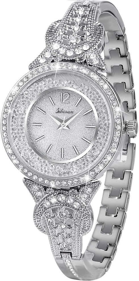 Diamond Watch for Women Watch Silver Rhinestone Watches Ice Out Watch Full Diamonds Dress Watch Quartz Crystal Jewelry Stainless Steel Gold Watch ...
