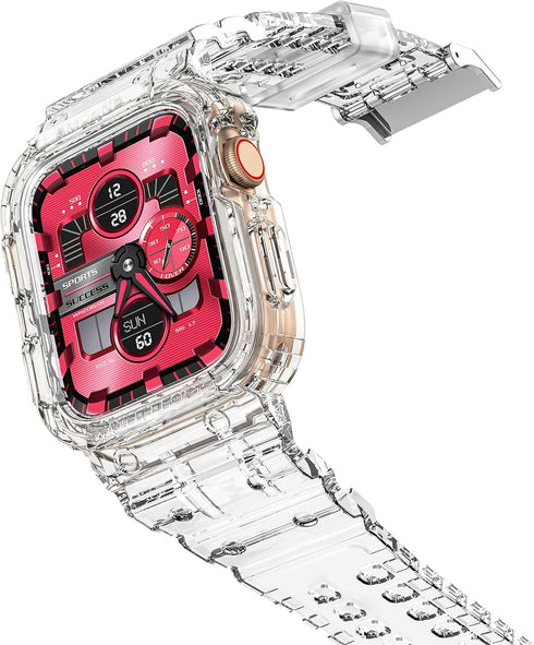 amBand Compatible for Apple Watch Band 45mm 44mm 42mm with Bumper Case, Crystal Cute Women Strap for iWatch SE/SE 2nd Series 9 8 7 6 5 4 3 2, Spor...