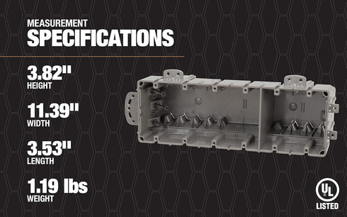 Southwire MSBMMT6G Six Device Adjustable Depth, Heavy Duty 42lb Screws Included 6-Gang Multi-Mount Electrical Box, Gray...