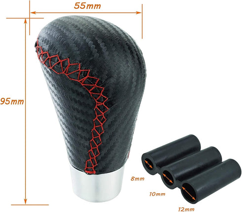 Lunsom Leather Shifter Knob R Style Shift Stick Handle Head Car Gear Lever Accessory for Most Manual Transmission Vehicle (Black)...
