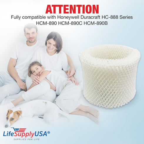 LifeSupplyUSA Humidifier Filter Replacement Wick Filter C Compatible with Honeywell Duracraft HC-888 Series HCM-890 HCM-890C HCM-890B...