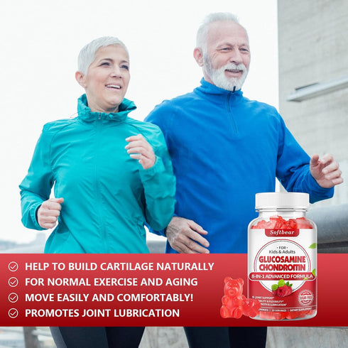 Glucosamine Chondroitin Gummies Sugar Free, Extra Strength Glucosamine Chondroitin Supplement for Natural Joint Support, Raspberry Flavored 120 Co...
