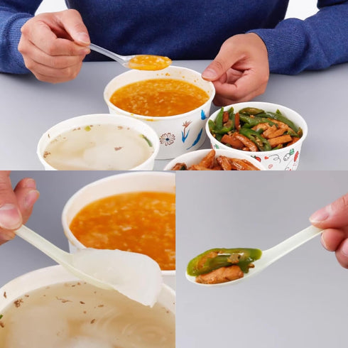 Disposable wihte Plastic Spoons, 50 PCS Asian Soup Spoons,Chinese Spoons,tasting spoon,front dish spoon,Plastic Cutlery(White flat bottom)...
