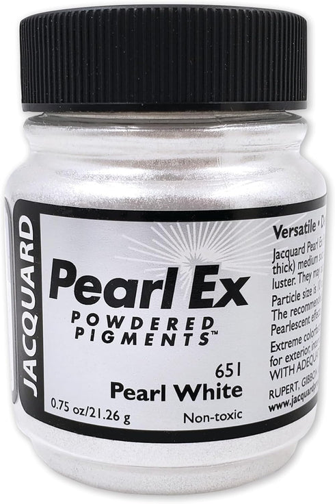 Jacquard Pearl Ex Pigment Powder 0.75 oz Pearl White - Loose Mica Powder for Epoxy Resin, Watercolors, Calligraphy Ink & Clay - Epoxy Pigment Powd...