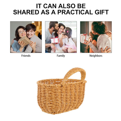 Zerodeko Trash Can Straw Woven Wastebasket Bedroom Trash Can Wall Hanging Basket Small Garbage Cans Wicker Waste Basket with Handle Countertop Tra...