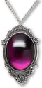 Purple Cabochon in Antiqued Silver Finish Pewter Frame Pendant Necklace...