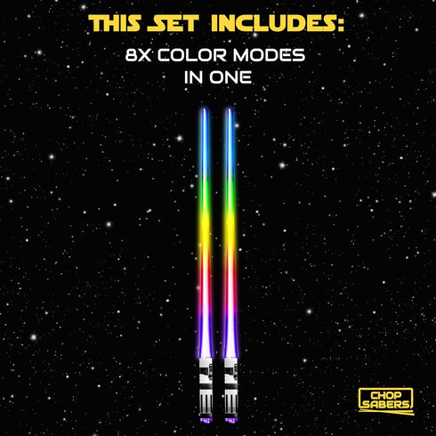 LIGHTSABER CHOPSTICKS LIGHT UP STAR WARS LED Glowing Light Saber Chop Sticks REUSABLE Sushi Lightup Sabers - 8 COLOR MODES 1 Pair...