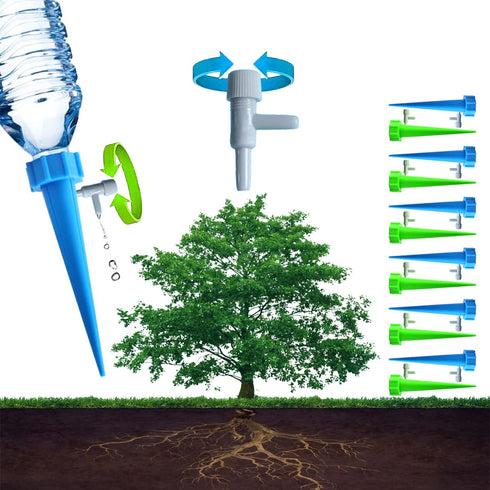 Drip Irrigation System Garden Watering System 12PCS Self Watering Spikes Devices Vacation Automatic Drip Irrigation Kits Adjustable Valve Plant Wa...