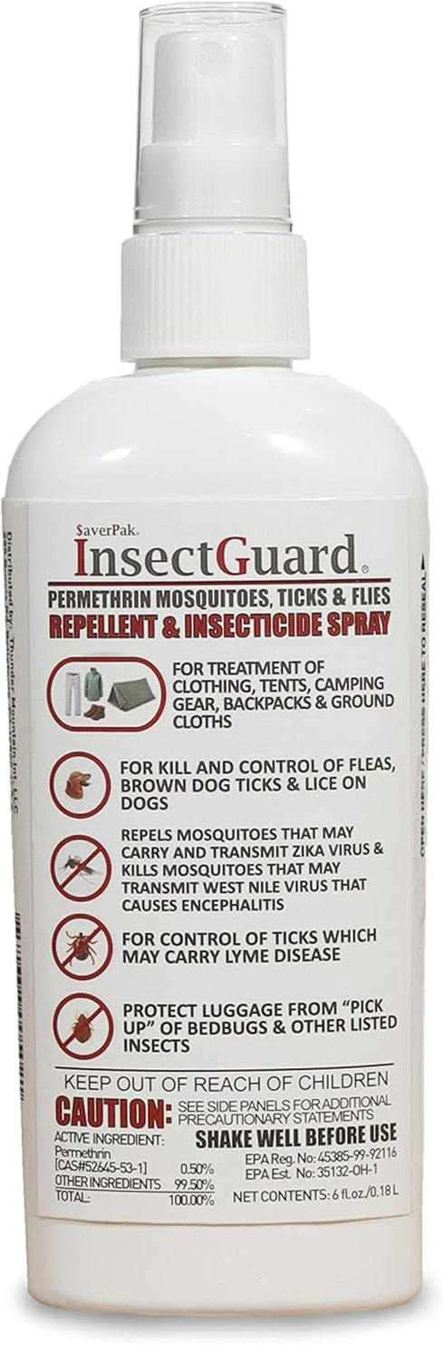 InsectGuard Permethrin Mosquitoes, Ticks and Flies Repellent & Insecticide Pump Spray (6oz)...