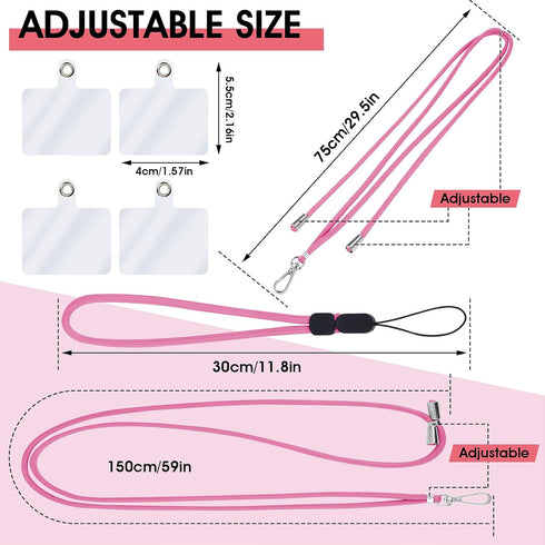 simarro Universal Cell Phone Lanyard, 2 Phone Chains with 4 Transparent Replacement Mobile Phone Straps Adjustable Nylon Neck Strap for All Smartp...