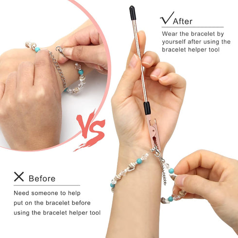 3 Pieces Bracelet Helper Tool Jewelry Helpers, Anglecai Hand Bracelet Fastener Helper for Fastening and Hooking Jewelry Bracelet Necklace Watch Cl...