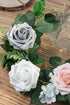 Floroom Artificial Flowers 25pcs Real Looking White Foam Fake Roses with Stems for DIY Wedding Bouquets Bridal Shower Centerpieces Floral Arrangem...