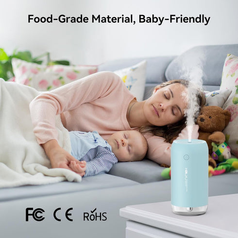 Portable Mini Humidifier, Small Cool Mist Humidifiers 350ml Quiet USB Personal Desktop Air Humidifier for Bedroom Home Plants Car Baby indoor Offi...