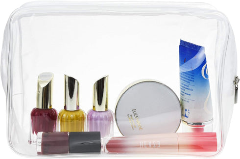 5 Packs Clear Cosmetics Bag TSA Approved, PVC Zippered Toiletry Carry Pouch Portable Makeup Bag for Vacation Travel, Bathroom and Organizing Water...