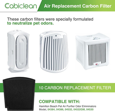 04234G Air Replacement Carbon Filters Compatible with Hamilton Beach Pet TrueAir Purifier Odor Eliminators Model 04384, 04386, 04532GM, 04530G, 04...