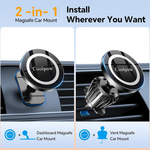 for iPhone MagSafe Car Mount ?Stronger Magnets? Magnetic Phone Holder for Car Dash?360° Rotation? MagSafe Accessories Fit iPhone 15,14,13,12,Pro/M...