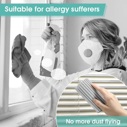 6 Pack Damp Dusting Sponge Duster, Grey Dust Cleaning Sponge, Reusable Household Cleaning Sponge Tool for Blinds, floorboards, fan blades, Vents, ...