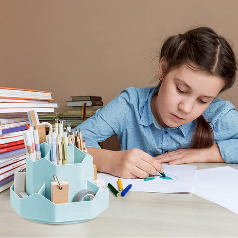 360 Degree Rotation Pen Holder,9 Slots Pencil Holder for Desk,Desk Organizer,Desk Accessories & Workspace Organizers,Apply Office, School, Home?Bl...