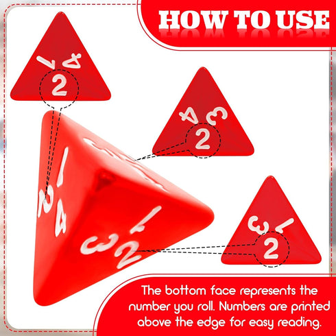 72 Pcs Red D4 Dice Bulk Cone Transparent 4 Sided Dice 0.8 Inch Clear Red Dice Polyhedral Tiny Dice Mini Dice Set Role Playing Dice for Party Table...