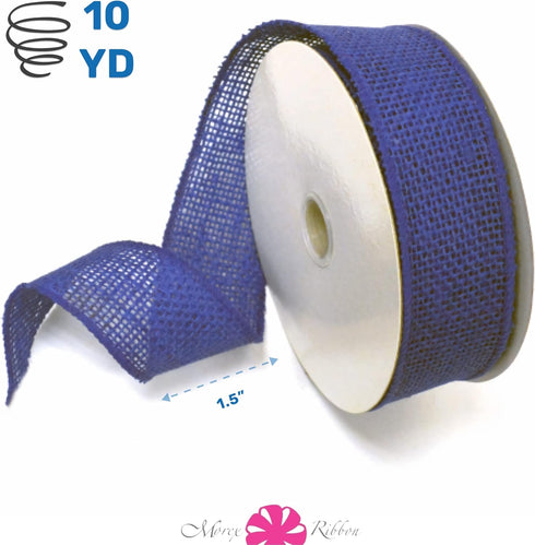 Morex Natural Burlap Wired Ribbon for Decorations, Holidays, Parties, Home and Outdoor Decor, 1.5" x 10 Yd, Royal Blue...