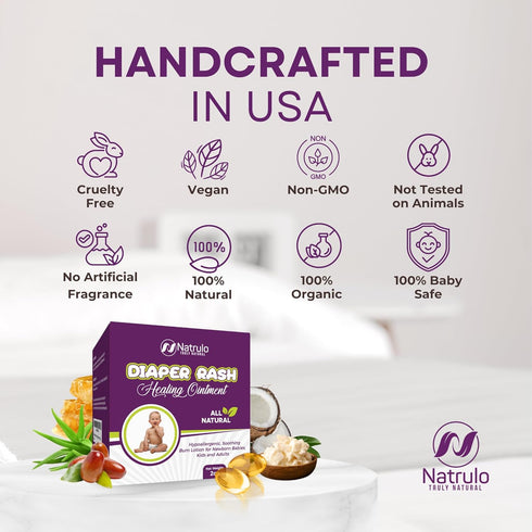 Diaper Rash Cream – Natural Baby Skin Healing Ointment – Organic Butt Balm Quick Itch Relief Butt Paste – Soothing Vegan Bum Lotion for Newborn Ba...