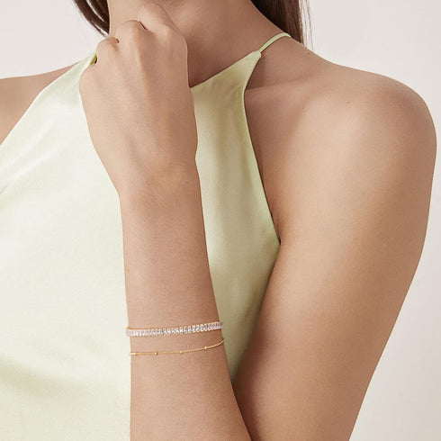 Bracelet for Women Gold Layered Set 14K Gold Filled Stackable Bracelets Trendy Figaro Satellite Chain Cuban Link Minimalist Dainty Bracelet Tennis...