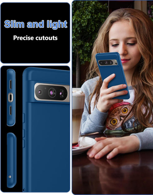 Case for Google Pixel 8 Pro, Thin Phone Case with Soft Interior Slim Flexible Back Cover for Pixel 8 Pro - Blue...