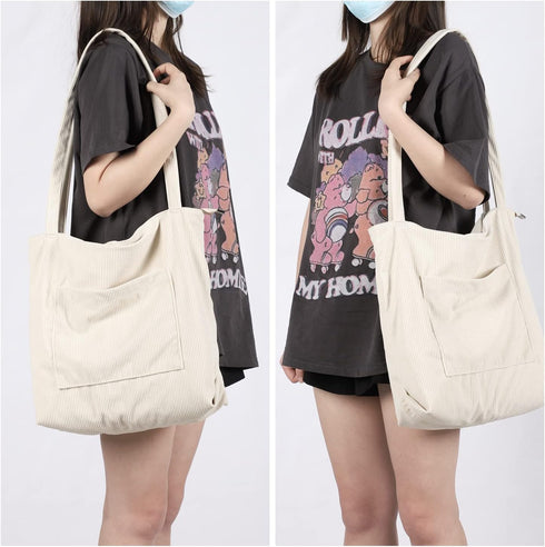 WantGor Women Corduroy Tote Bag, Large Shoulder Hobo Bags Casual Handbags Big Capacity Shopping Work Bag...