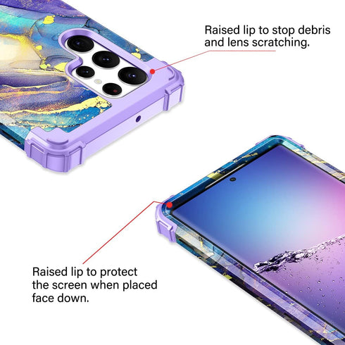 Rancase Compatible with Galaxy S22 Ultra 5G Case,Three Layer Heavy Duty Shockproof Protection Hard Plastic Bumper+Soft Silicone Rubber Protective ...