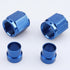 Aluminum Hardline Fitting - 6 AN Female Tube Nut and Sleeve For 3/8'' 9.52mm outer diameter alloy Tube Hose Line Fitting, Blue, Pack of 2...