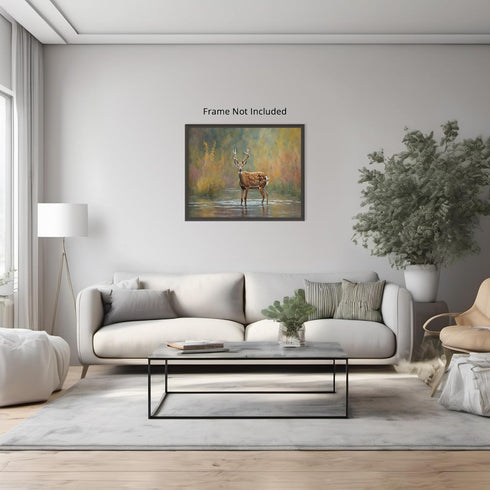Posterizer 1 pcs- majestic deer having a stroll in nature-Art for Animal Lovers-Landscape & Nature Art- Living Room Bedroom Decor- unframed wall a...