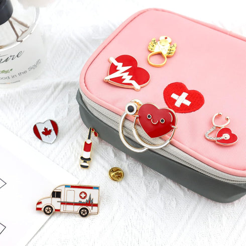 Cute Medicine Enamel Lapel Pin Set, LEEFONE 7 PCS Cartoon Stethoscope Heart Beat Badges Brooch Pins for Doctor Nurse Medical Students Clothing Bag...